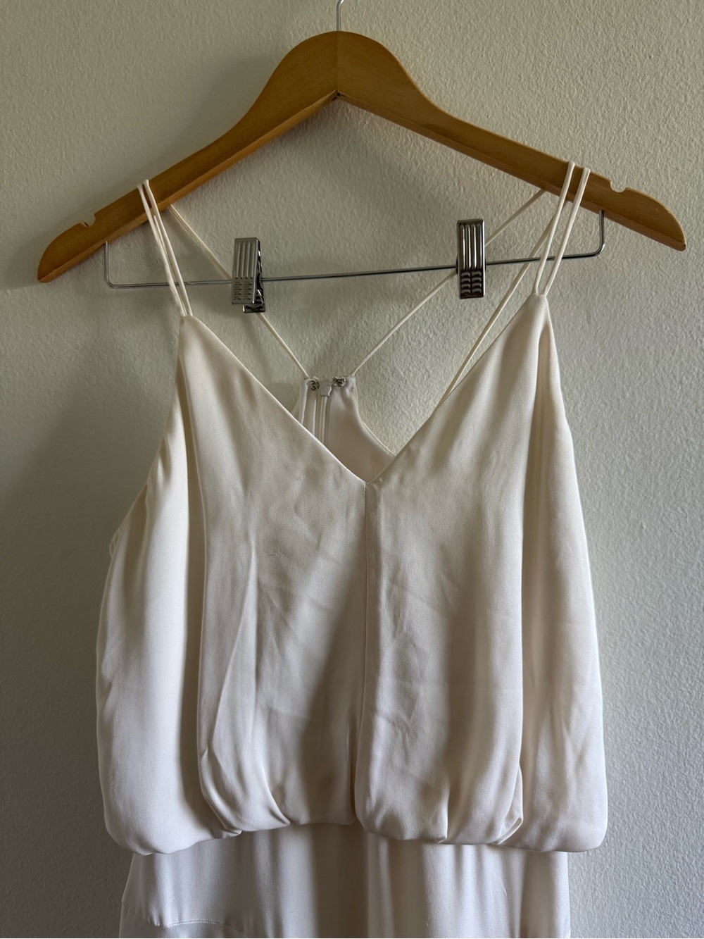Milly White Silk Blend Spaghetti Strap V-Neck Swing Mini Dress size 0 - Picture 5 of 9